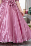 Onion Pink Sequin Embellished Princess Gown For Girls