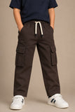 Dark Brown Cargo Pants with Drawstring Waist