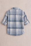 Boys Light Blue & White Checked Full Sleeve Casual Shirt