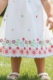 Girls White Embroidered Dress With Ruffle Sleeves