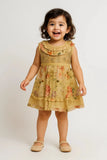 Yellow Floral Sequins Embroidered Dress For Girls