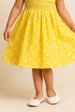 Yellow Floral Cotton Dress for Girls