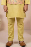 Boys Mustard Yellow Kurta Set with Floral Printed Nehru Jacket