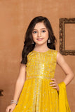 Mustard Yellow Sequins Worked Palazzo Set For Girls