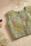 Pista Green Floral Embellished Lehenga Choli Set