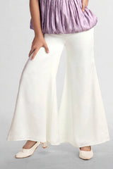 Lavender Ruched Top with White Flared Pants For Girls