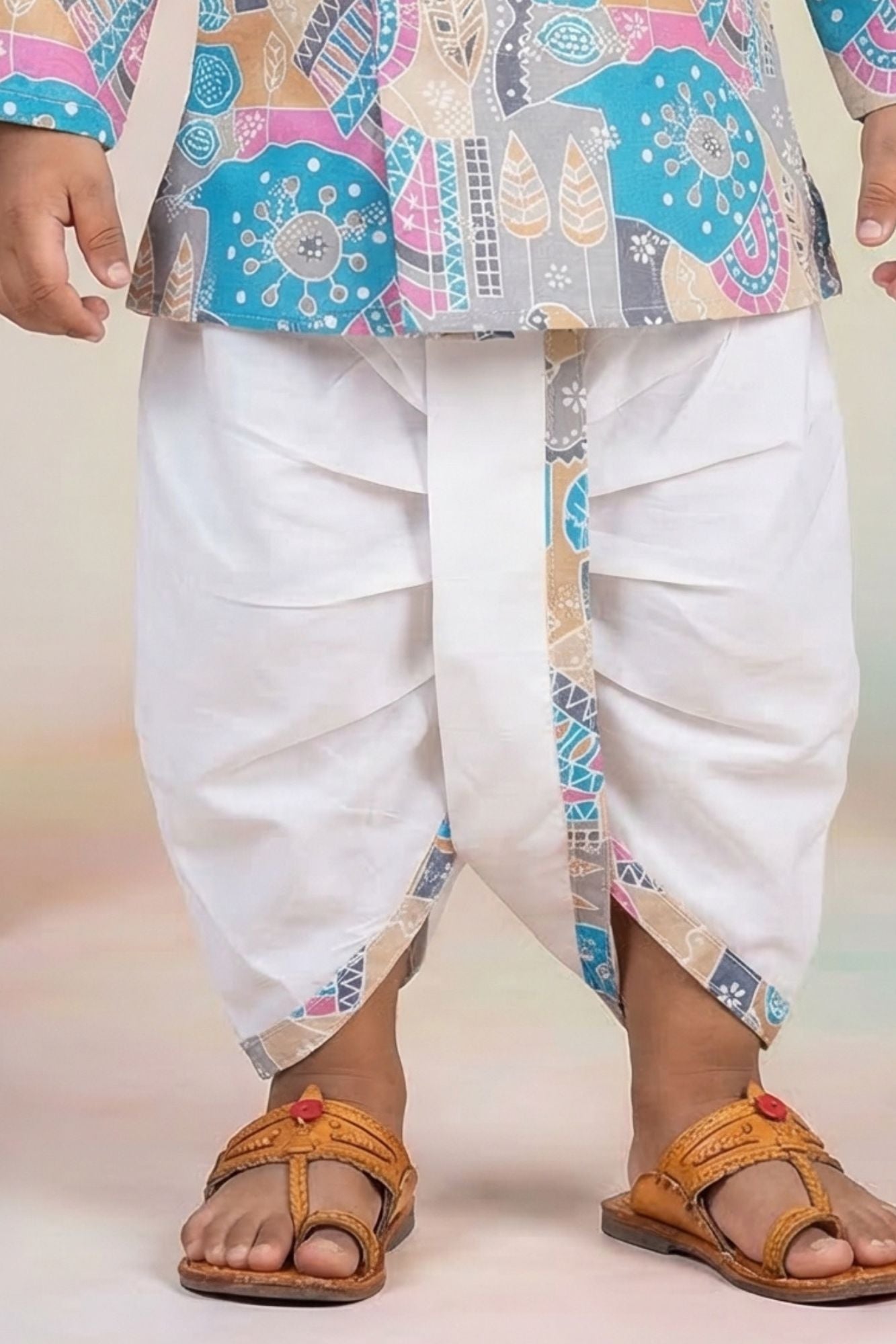 Multicolor Printed Dhoti Set For Boys
