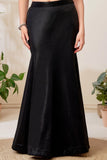 Black Beaded Crop Top & Flared Skirt Lehenga Set for Girls