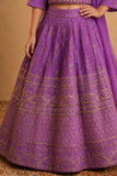 Lavender Floral Arch Embroidered Lehenga Choli with Dupatta