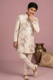 Ivory Heritage Embroidered Sherwani Set For Boys