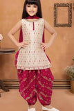 Cream and Maroon Patiala Set With Embroidered Kurti And Dupatta For Girls