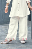 Cream Embroidered Co-ord Set For Girls
