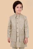 Boys Fawn Embroidered Kurta Set with Jacket