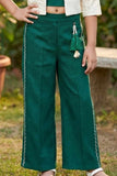 Teal Green Co-Ord Set with Lace Cropped Jacket For Girls