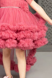 Pink Ruffle Tail Back Dress For Girls