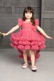 Pink Ruffle Tail Back Dress For Girls