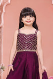 Wine Embroidered  Palazzo Set With Dupatta For Girls