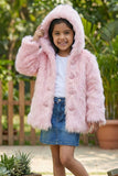 Baby Pink Soft & Warm Faux Fur Jacket for Girls