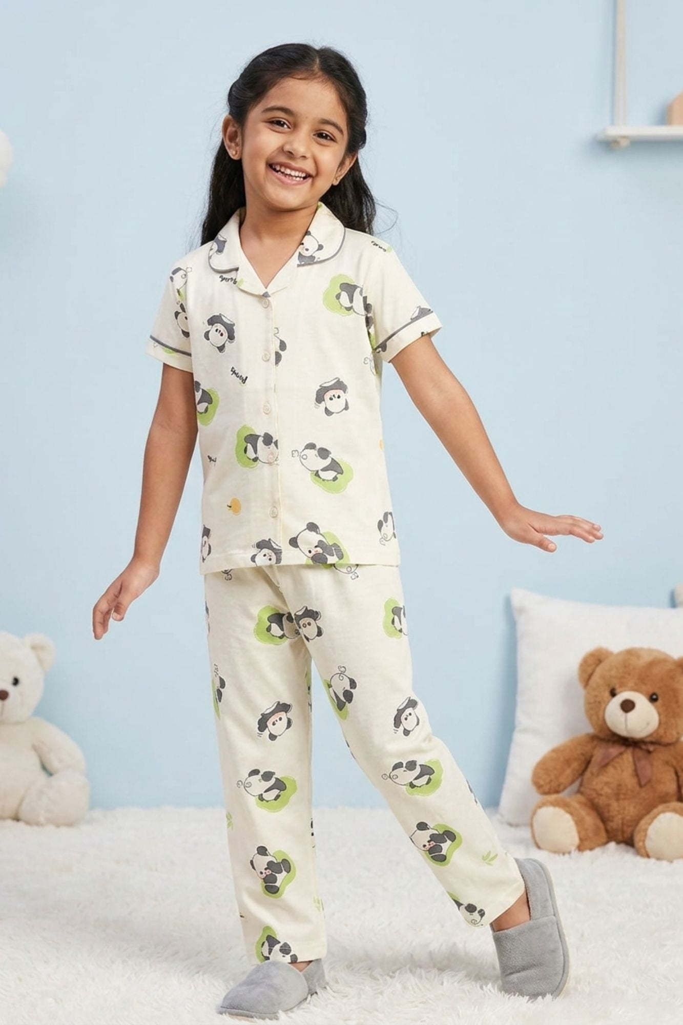 Girls Off-White Panda Print Night Suit Set