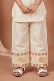 Beige Embroidered Palazzo Set For Girls