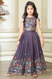 Purple Floral Embroidered Ethnic Lehenga Choli for Girls