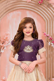Purple & Cream Zari and Stone Embroidery Pattu Pavadai Set