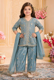 Aqua Blue Delicate Floral Vine Embroidered Palazzo Set with Dupatta