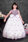 Lavender Butterfly Embroidered Party Wear Gown For Girls