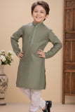 Classic Olive Green Kurta Pajama Set For Boys