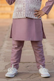 Mauve Kurta Pajama Set with Heavily Embroidered Nehru Jacket For Boys