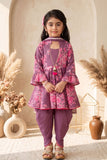 Girls Purple Floral Printed Kurti with Dhoti Pants Set