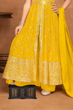 Mustard Yellow Sequins Worked Palazzo Set For Girls
