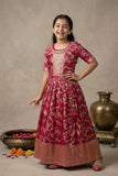 Rani Pink Embroidered Lehenga Choli with Dupatta For Girls