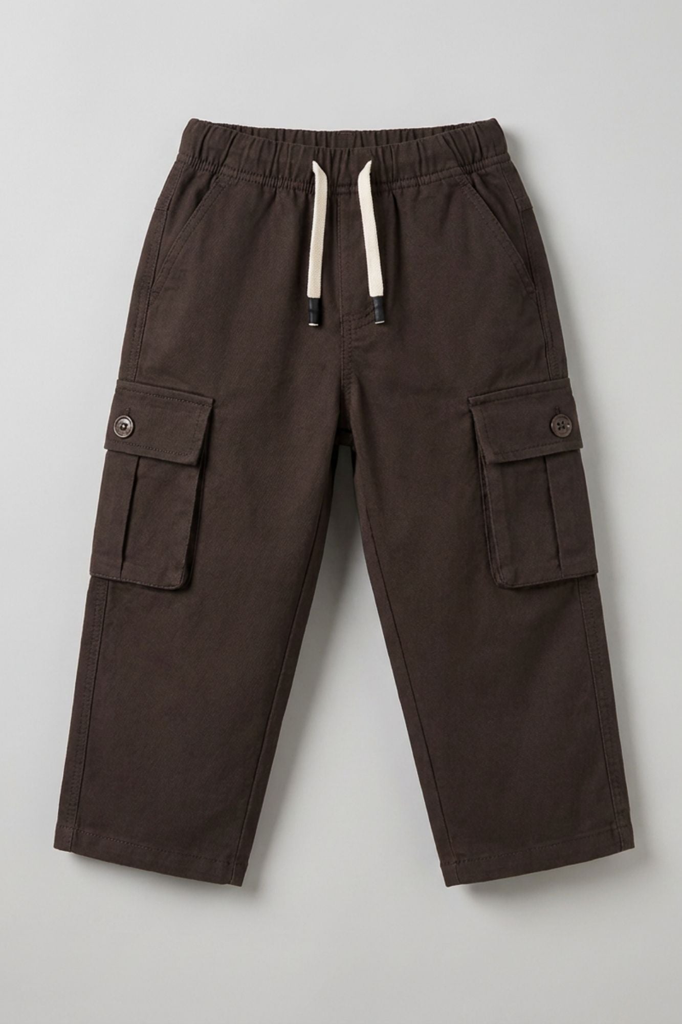 Dark Brown Cargo Pants with Drawstring Waist