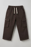 Dark Brown Cargo Pants with Drawstring Waist