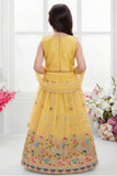 Mustard Lehenga Choli With Multicolor Embroidered for Girls
