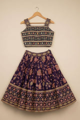 Purple With Multicolor Printed Ethnic Lehenga Choli For Girls