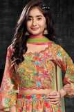 Green Floral Printed Lehenga Choli Set with Dupatta