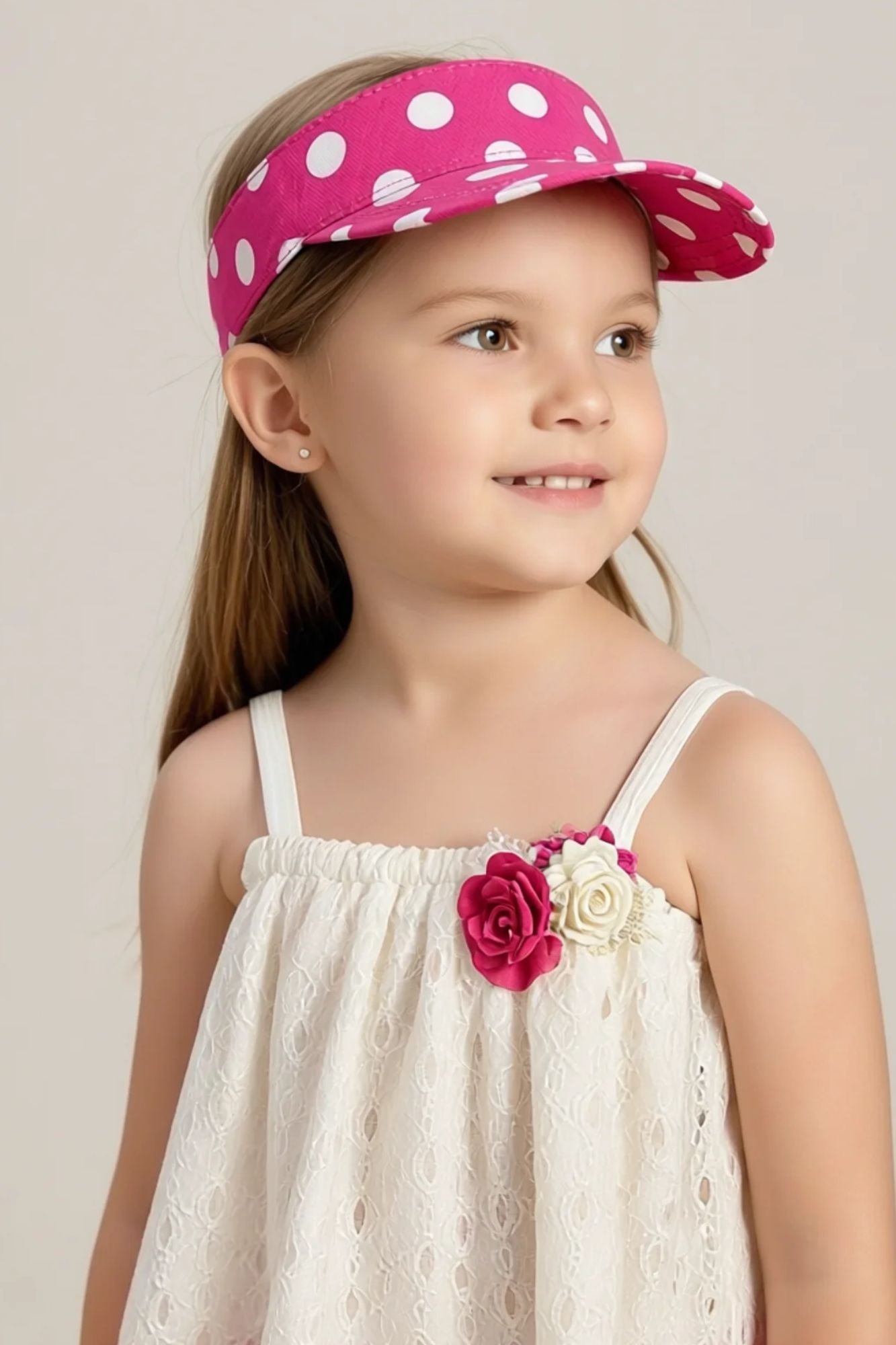 Girls White Lace Top with Pink Polka Dot Capri Pants