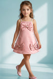 Blush Pink Bow Detail Party Wear Frock for Girls