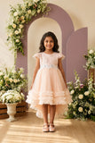 Girls Blush Peach Tail Cut Party Frock