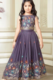 Purple Floral Embroidered Ethnic Lehenga Choli for Girls