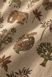 Beige Animal & Nature Embroidered Pure Linen Kurta