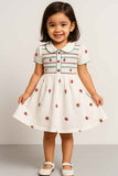 White Embroidered Vintage Inspired Dress For Girls