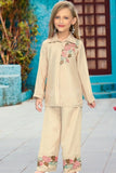 Beige Embroidered Ethnic Co-Ord Set For Girls