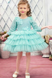 Blue Shimmer Frock With Multi Layered For Girls