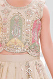 Fawn Embroidered Lehenga Choli Set For Girls