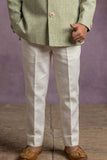 Pista Green Jodhpuri Suit With Bird Embroidery And Floral Detailing For Boys