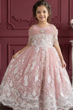 Peach Embroidered Off-Shoulder Princess Ball Gown For Girls