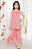Girls Pink Floral Embroidered Kurti And Palazzo Set